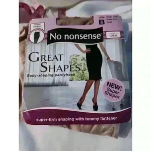 No Nonsense Great Shapes Body Shaping Pantyhose Beige‎ Mist Sheer Toe Sz B NOS
